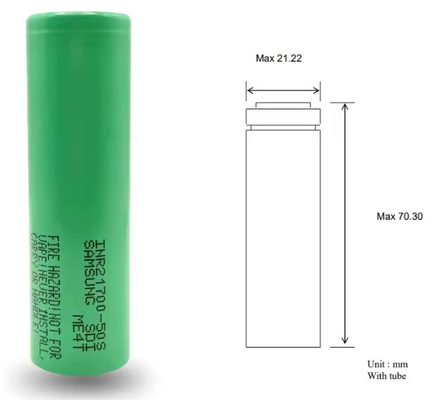 Genuine Grade A 21700 High Drain 21700 Lithium Battery 3.6V 5000mAh INR21700-50S Max 45A Rozładowanie